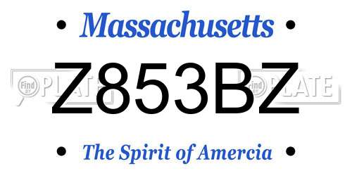 Z853BZ Massachusetts License Plate