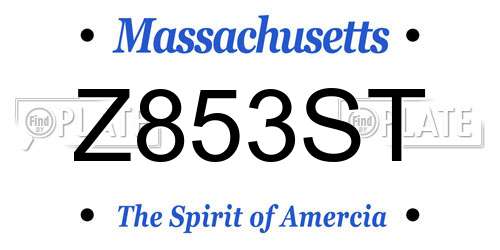 Z853ST Massachusetts License Plate