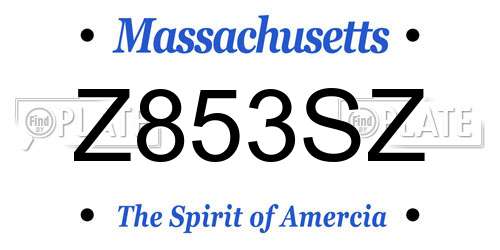 Z853SZ Massachusetts License Plate