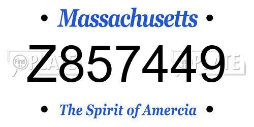Z857449 Massachusetts License Plate