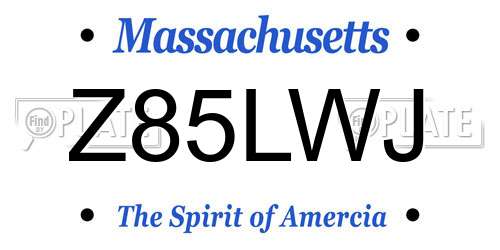 Z85LWJ Massachusetts License Plate