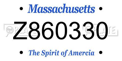Z860330 Massachusetts License Plate
