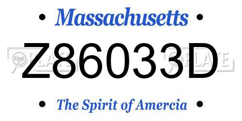 Z86033D Massachusetts License Plate