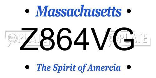 Z864VG Massachusetts License Plate