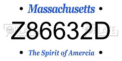 Z86632D Massachusetts License Plate