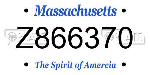 Z866370 Massachusetts License Plate