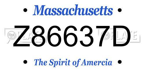 Z86637D Massachusetts License Plate