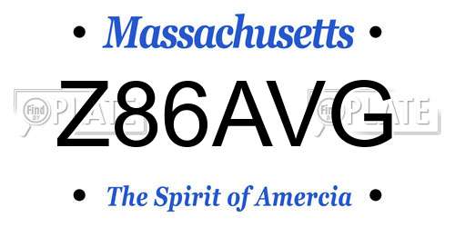 Z86AVG Massachusetts License Plate