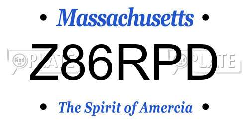 Z86RPD Massachusetts License Plate