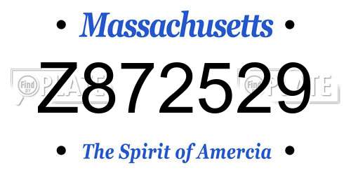 Z872529 Massachusetts License Plate