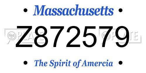 Z872579 Massachusetts License Plate