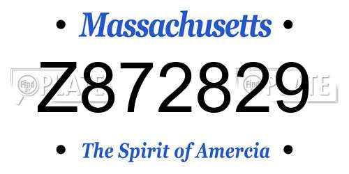 Z872829 Massachusetts License Plate