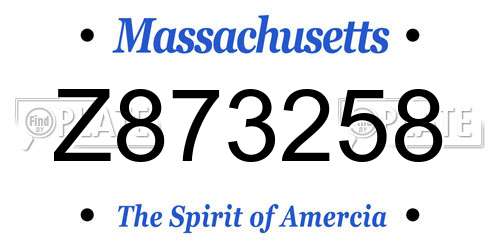 Z873258 Massachusetts License Plate