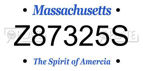 Z87325S Massachusetts License Plate