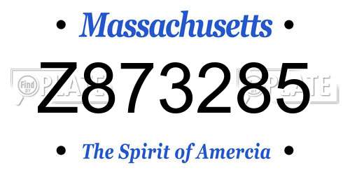 Z873285 Massachusetts License Plate