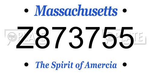 Z873755 Massachusetts License Plate