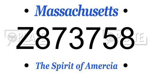 Z873758 Massachusetts License Plate