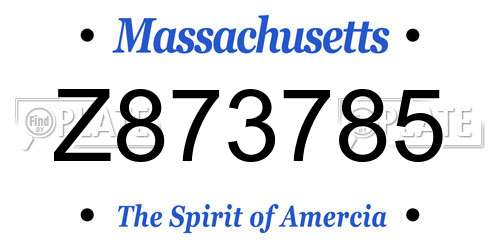 Z873785 Massachusetts License Plate