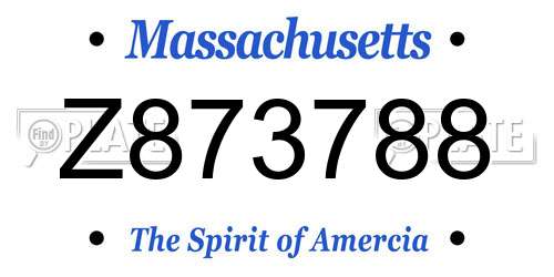 Z873788 Massachusetts License Plate