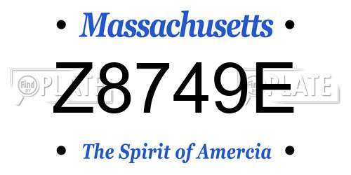 Z8749E Massachusetts License Plate