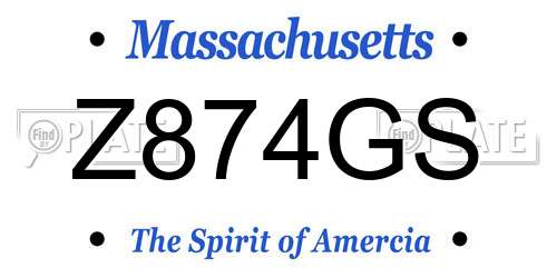 Z874GS Massachusetts License Plate