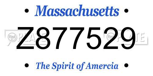 Z877529 Massachusetts License Plate