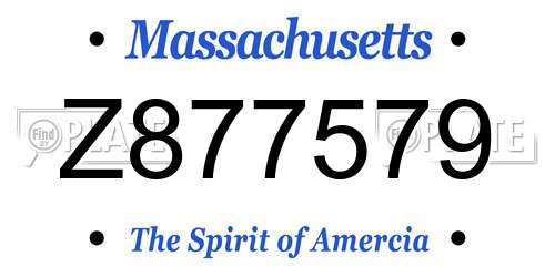 Z877579 Massachusetts License Plate