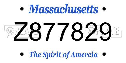 Z877829 Massachusetts License Plate