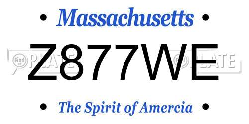 Z877WE Massachusetts License Plate