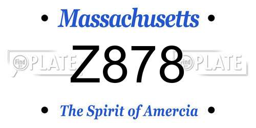 Z878 Massachusetts License Plate