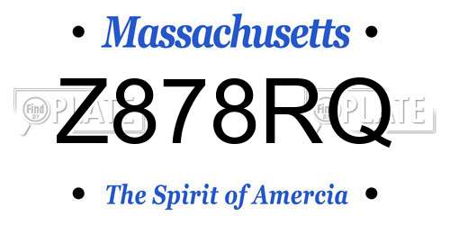 Z878RQ Massachusetts License Plate