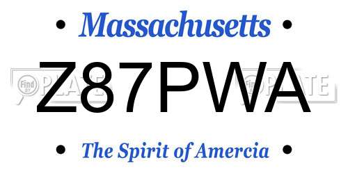 Z87PWA Massachusetts License Plate
