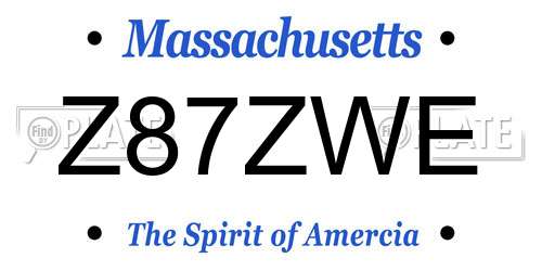 Z87ZWE Massachusetts License Plate