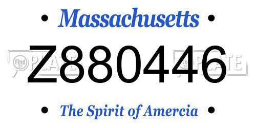 Z880446 Massachusetts License Plate