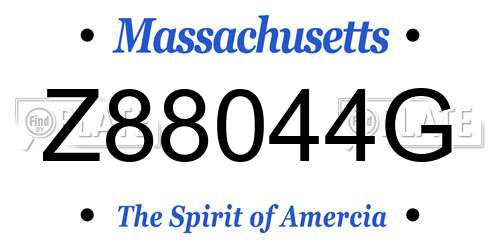 Z88044G Massachusetts License Plate