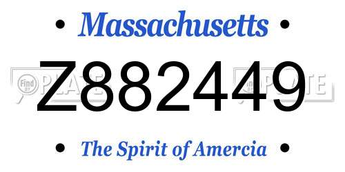 Z882449 Massachusetts License Plate