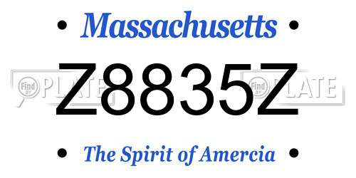 Z8835Z Massachusetts License Plate