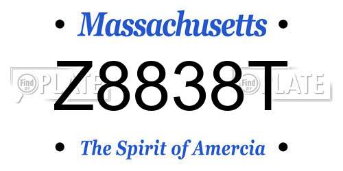 Z8838T Massachusetts License Plate