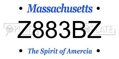 Z883BZ Massachusetts License Plate