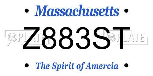 Z883ST Massachusetts License Plate