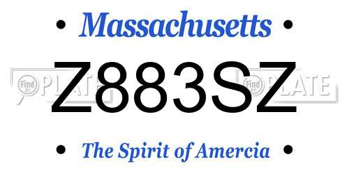Z883SZ Massachusetts License Plate