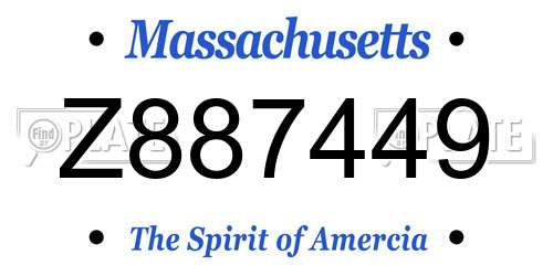 Z887449 Massachusetts License Plate