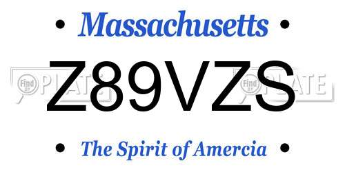 Z89VZS Massachusetts License Plate