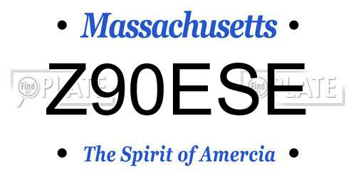 Z90ESE Massachusetts License Plate