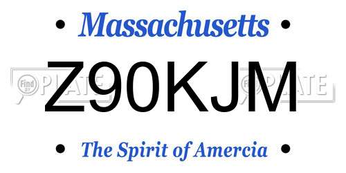 Z90KJM Massachusetts License Plate
