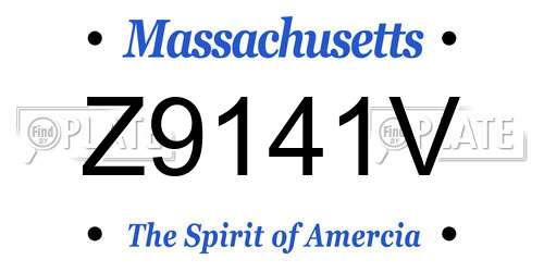 Z9141V Massachusetts License Plate