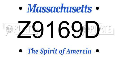 Z9169D Massachusetts License Plate