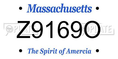 Z9169O Massachusetts License Plate
