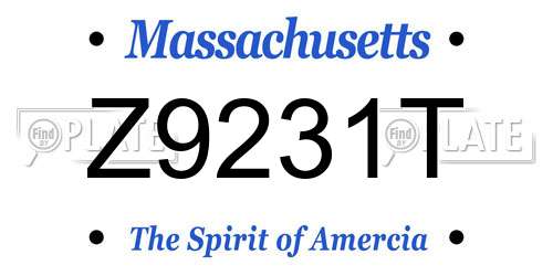 Z9231T Massachusetts License Plate