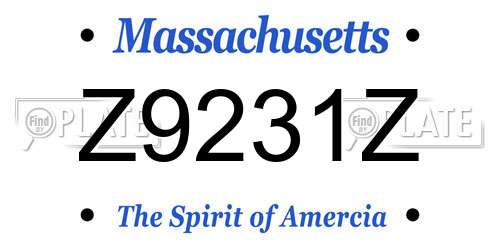 Z9231Z Massachusetts License Plate